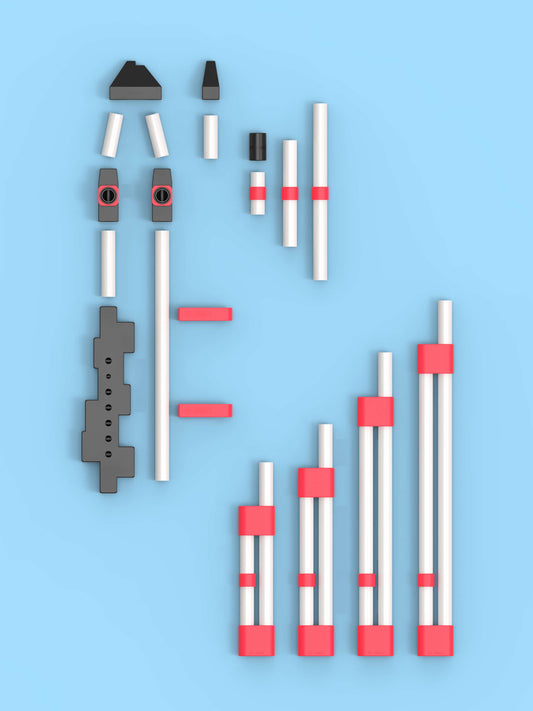 Modular Membrane Clarinet BY BRAS with Bass Extensions