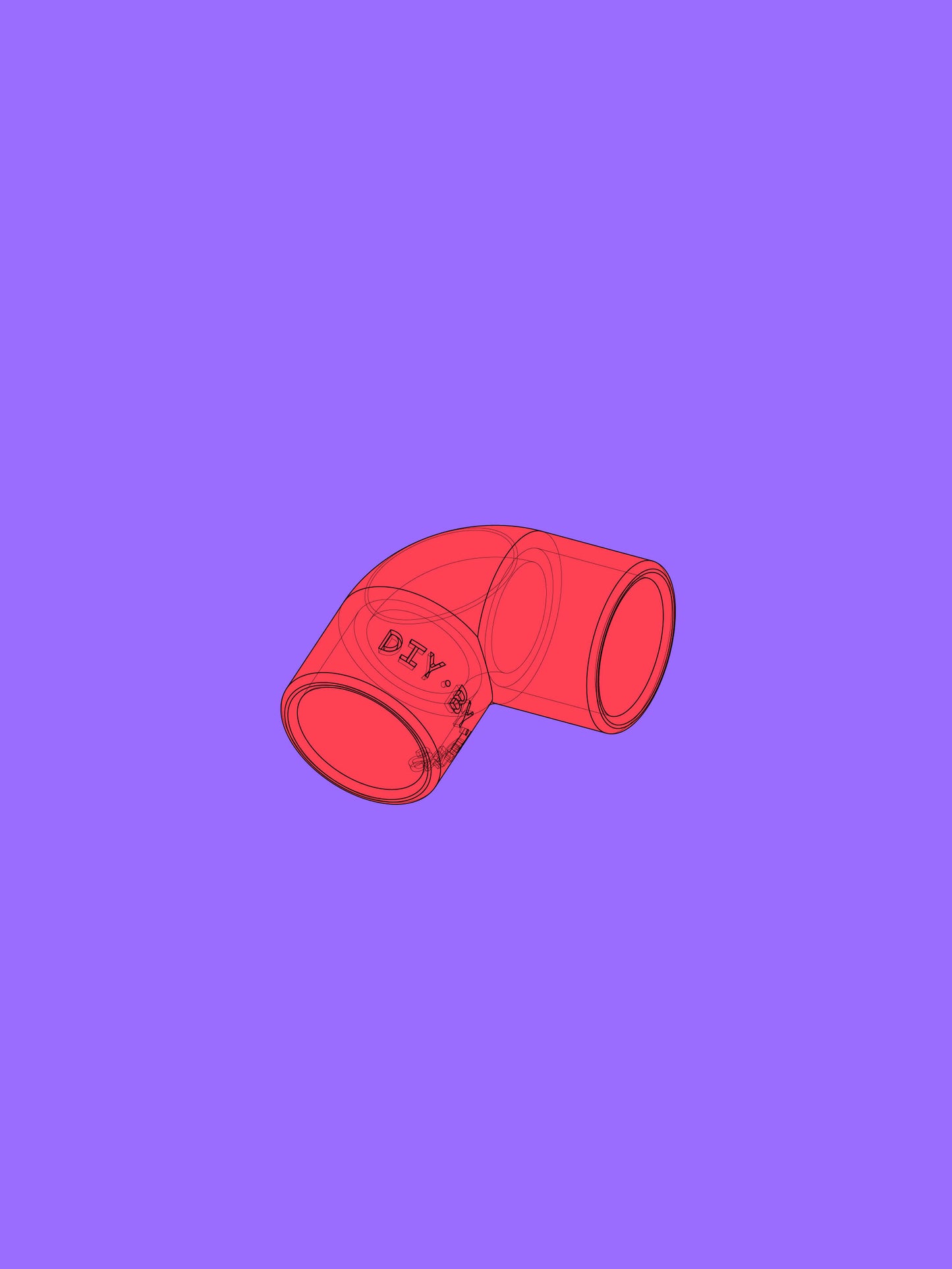 90° Connector 16mm — digital file for 3D Printing (STL) — DIY BY BRAS