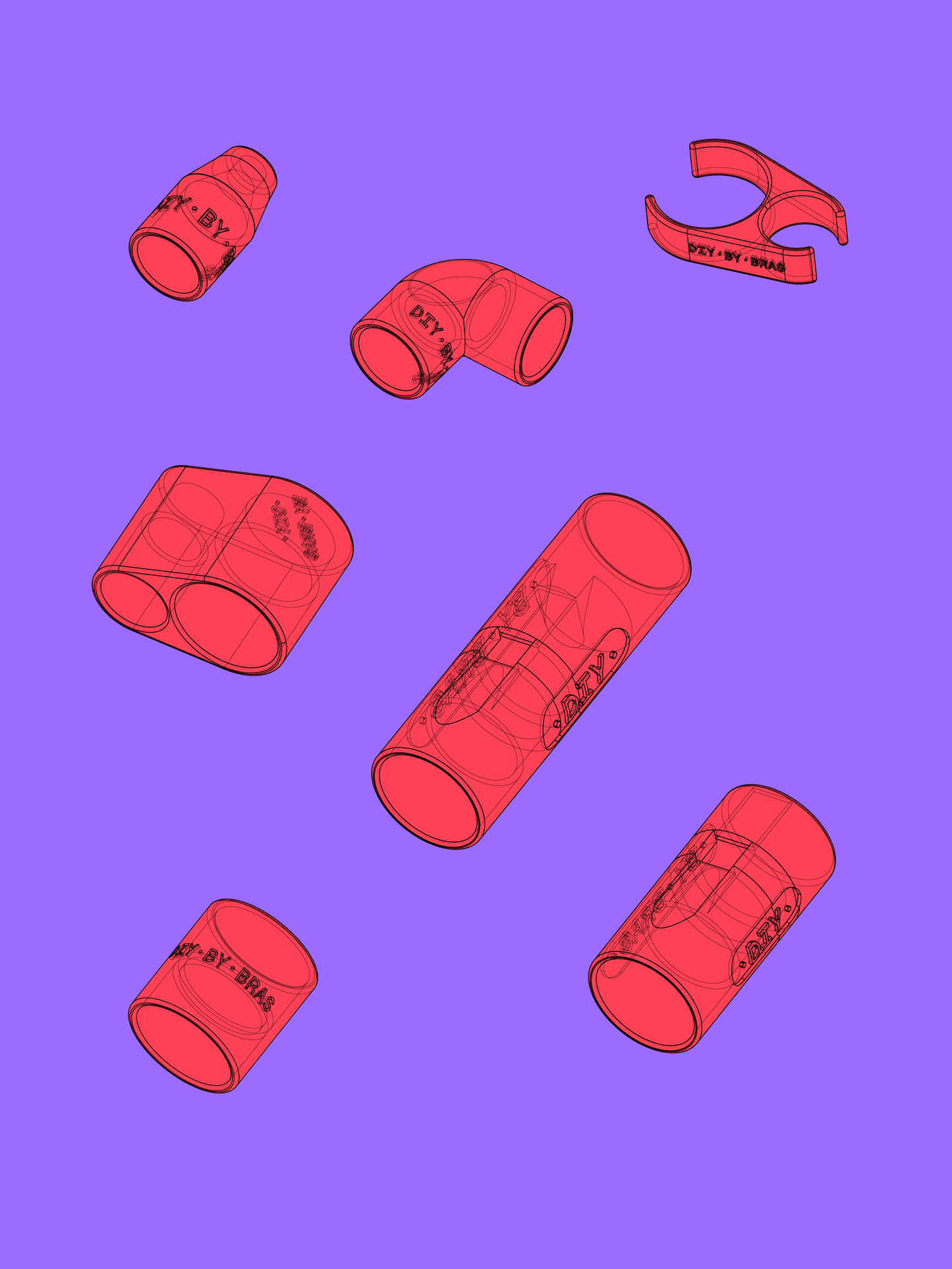 Overtone Flute Bundle 25mm — 7 digital files for 3D Printing (STL) — DIY BY BRAS